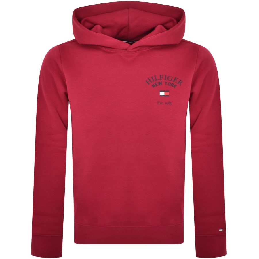 Tommy Hilfiger Logo Pullover Hoodie Burgundy Mainline Menswear
